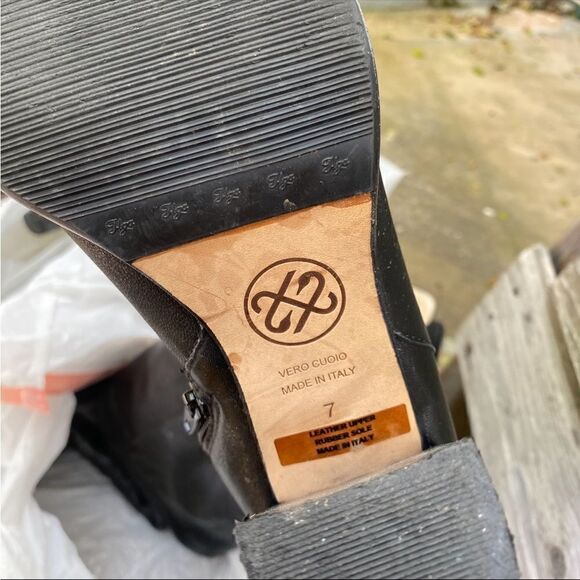 HGA Italian black heeled leather boots with fur lining size 7 - Picture 10 of 10